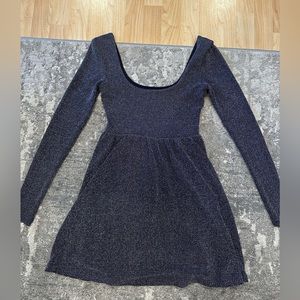 Navy, Silver Threaded Free People Mini Dress